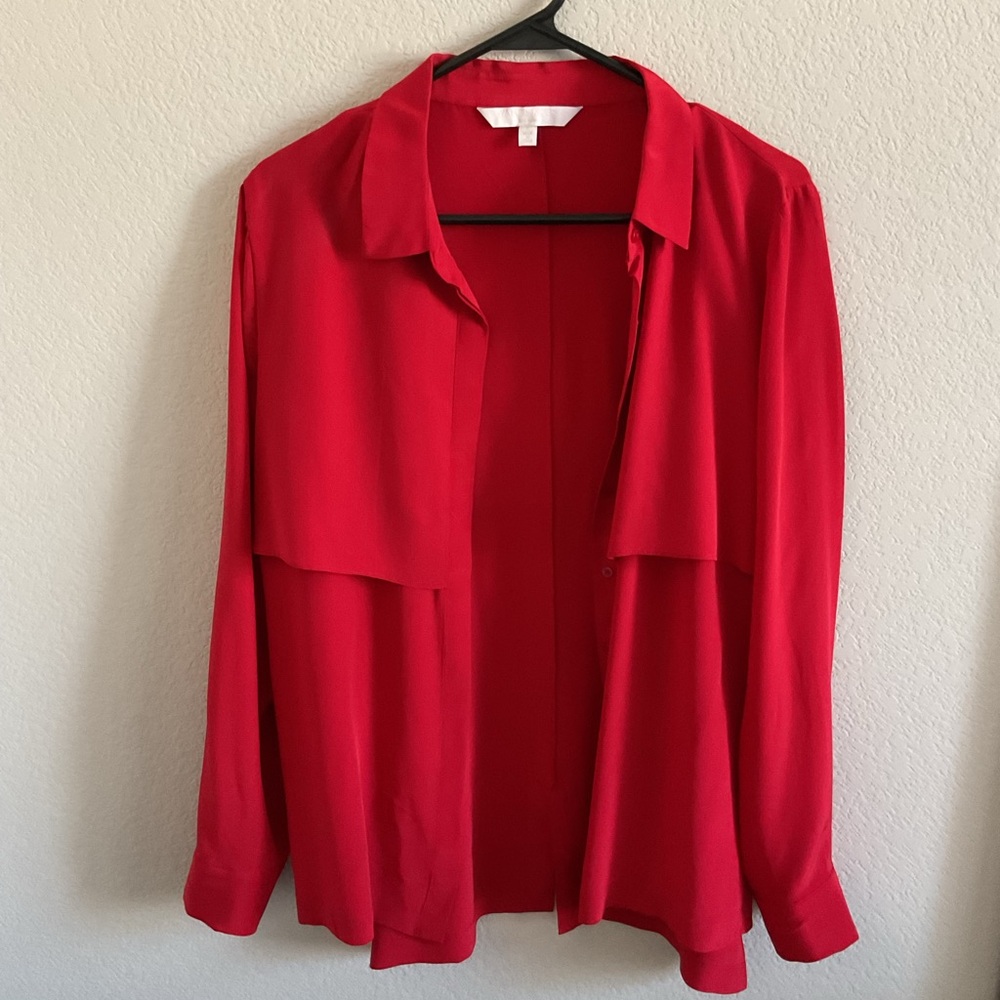 Walter Baker Women’s Red Silk Button Down Blouse- Small